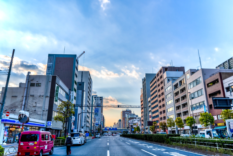 亀戸駅周辺の街並み