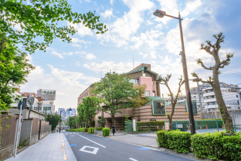 新緑の学習院椿の坂と切手の博物館